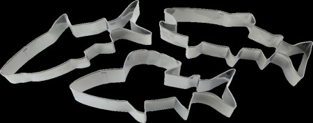 Pepperkakeformer i metall, Ørret Harr og Sik. 3pk.