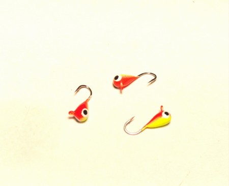 Wolfram Mormyska  Rød/Gul - 3mm - 0,42g - Krok #16